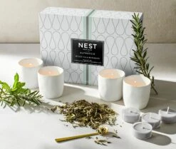 White Tea & Rosemary Alfresco Tealight Set -Home Fragrance Store NESTNY ALF WTR CAN TEA SET 3
