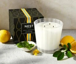 Amalfi Lemon & Mint 3-Wick Candle 8 Amalfi Lemon & Mint 3-Wick Candle -Home Fragrance Store NESTNY CORE AML CAN 3W 3