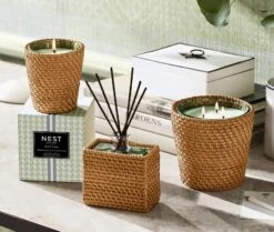Rattan Wild Mint & Eucalyptus 3-Wick Candle -Home Fragrance Store NESTNY RATTAN WELL ECS CAN 3W 4